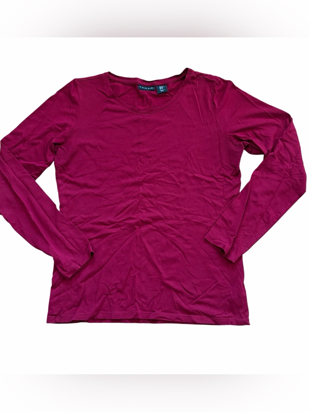 Tahari red long sleeve buttery soft basic casual top Sz M